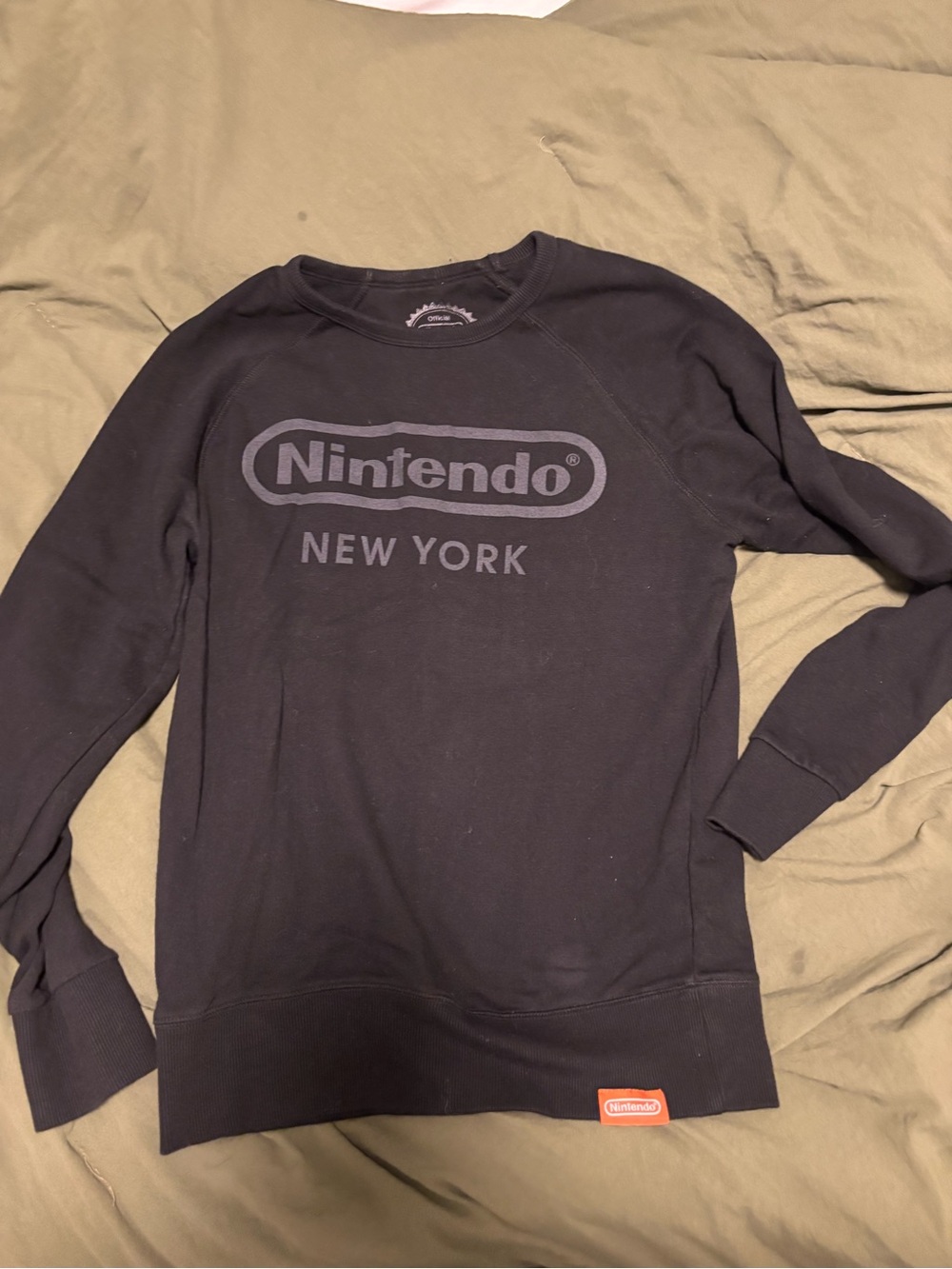 Nintendo Black Crewneck with Official Seal Print